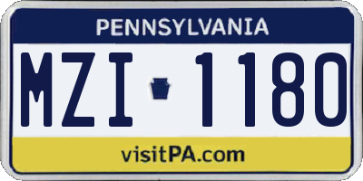 PA license plate MZI1180