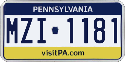 PA license plate MZI1181
