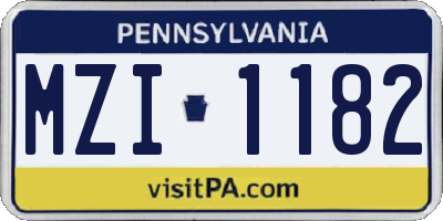 PA license plate MZI1182