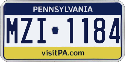 PA license plate MZI1184
