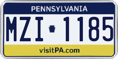PA license plate MZI1185