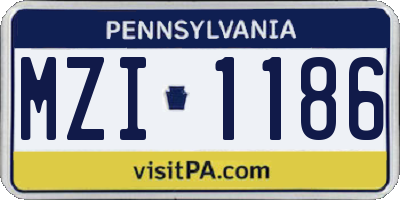 PA license plate MZI1186