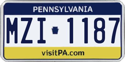 PA license plate MZI1187