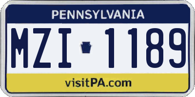 PA license plate MZI1189