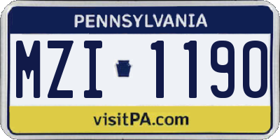 PA license plate MZI1190