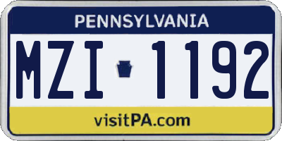 PA license plate MZI1192