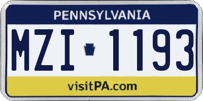 PA license plate MZI1193