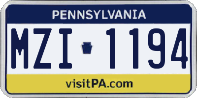 PA license plate MZI1194