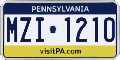 PA license plate MZI1210