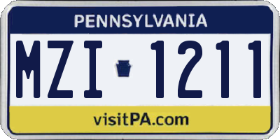 PA license plate MZI1211