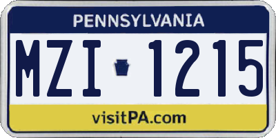 PA license plate MZI1215