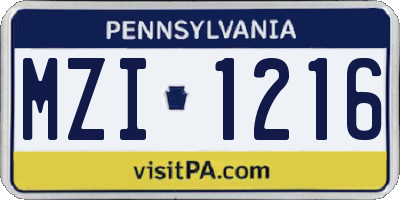 PA license plate MZI1216