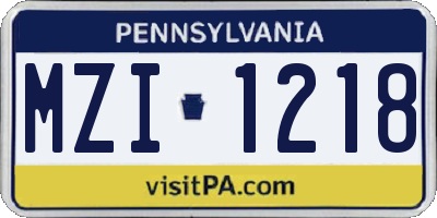 PA license plate MZI1218