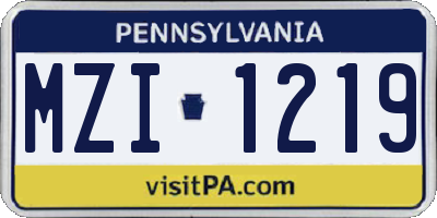 PA license plate MZI1219