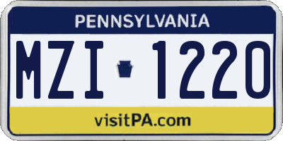 PA license plate MZI1220