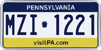 PA license plate MZI1221