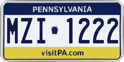 PA license plate MZI1222