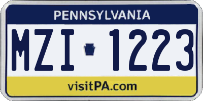PA license plate MZI1223