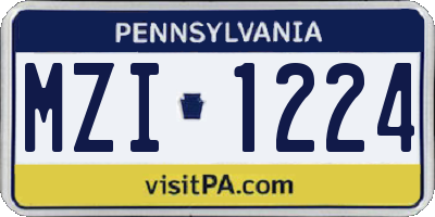 PA license plate MZI1224