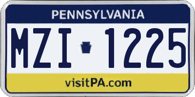 PA license plate MZI1225