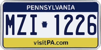 PA license plate MZI1226