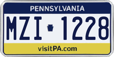 PA license plate MZI1228