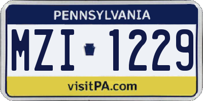 PA license plate MZI1229
