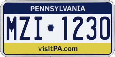 PA license plate MZI1230