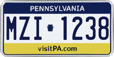 PA license plate MZI1238