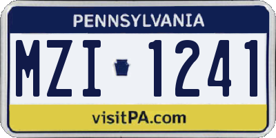 PA license plate MZI1241