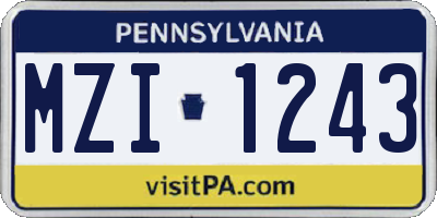 PA license plate MZI1243