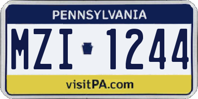 PA license plate MZI1244