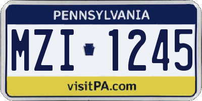 PA license plate MZI1245