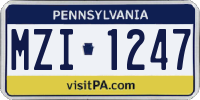 PA license plate MZI1247
