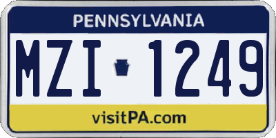 PA license plate MZI1249