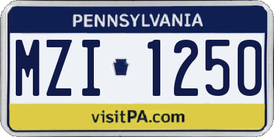 PA license plate MZI1250