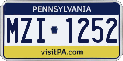 PA license plate MZI1252