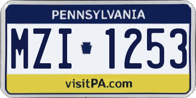 PA license plate MZI1253