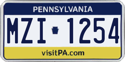 PA license plate MZI1254