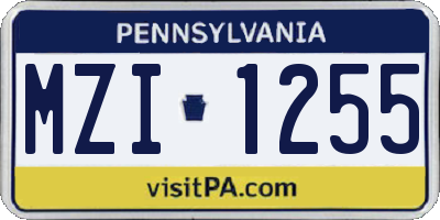 PA license plate MZI1255