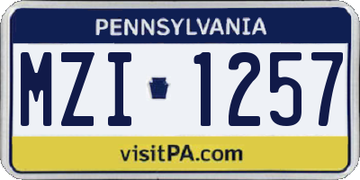 PA license plate MZI1257