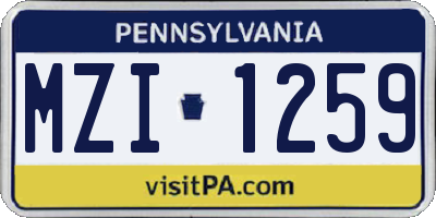 PA license plate MZI1259