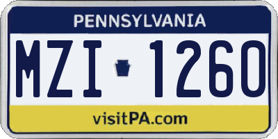 PA license plate MZI1260