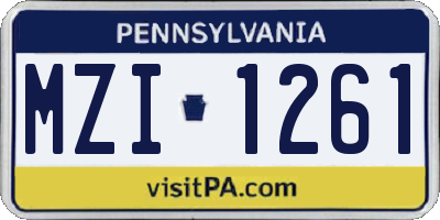 PA license plate MZI1261
