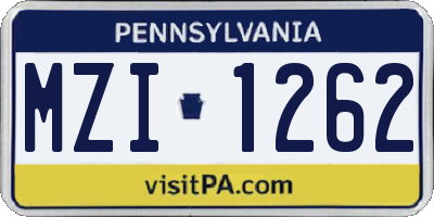 PA license plate MZI1262