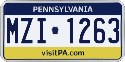 PA license plate MZI1263