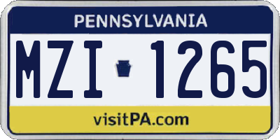 PA license plate MZI1265