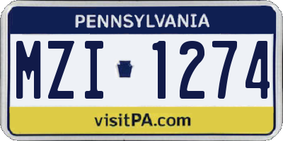 PA license plate MZI1274