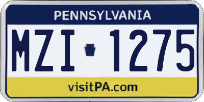 PA license plate MZI1275