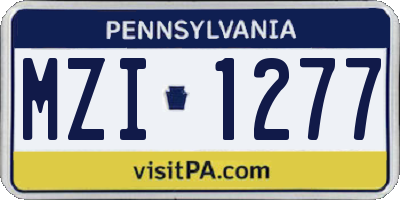 PA license plate MZI1277
